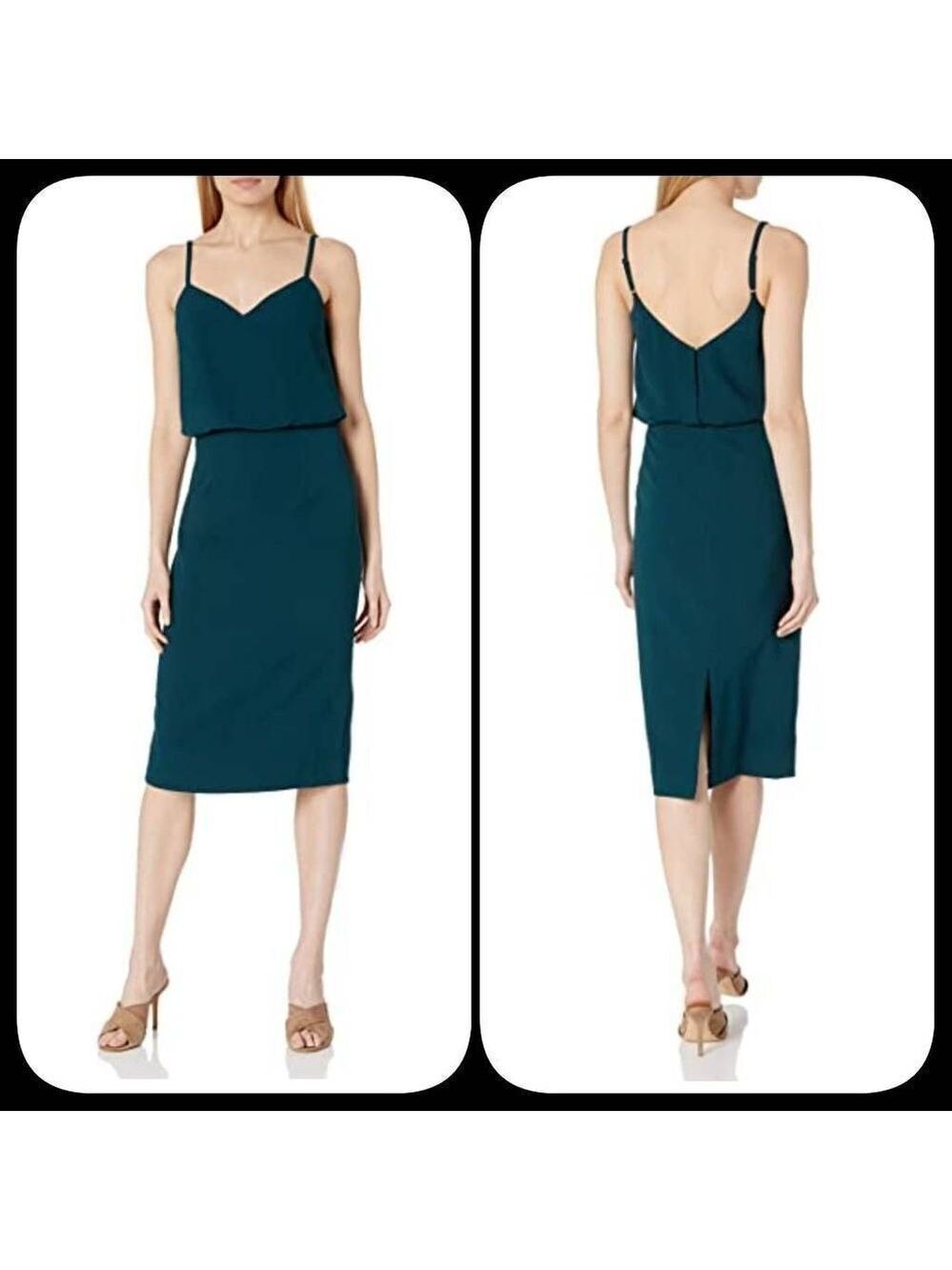 Dress The Population Midi Dress Sz M Green NWOT
